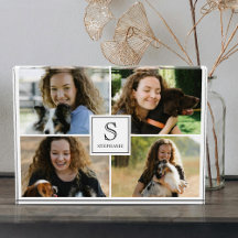 Benutzerdefinierte 4-Bilder-Collage mit Monogramm 