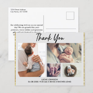 Benutzerdefinierte 4-Foto-Collage-Baby-Dankeschön- Postkarte