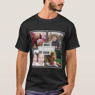 Benutzerdefinierte 4-Foto-Collage Bester Opa Ever T-Shirt