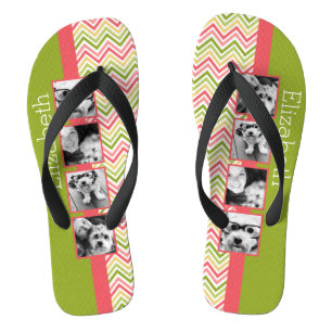 Benutzerdefinierte 4-Foto-Collage Limette und Kora Flip Flops