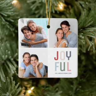 Benutzerdefinierte 4-Fotos-Collage Weihnachten Keramikornament