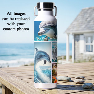 Benutzerdefinierte 5-Foto-Collage Delfin Ozean Trinkflasche