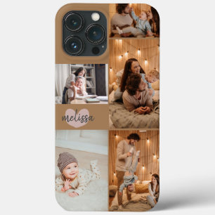 Benutzerdefinierte 5 Fotos Süße Herzschrift Gold Case-Mate iPhone Hülle