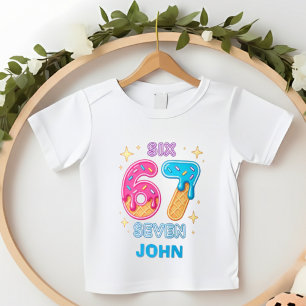 Benutzerdefinierte 6 7 Kinder Geburtstag Süße Donu T-Shirt