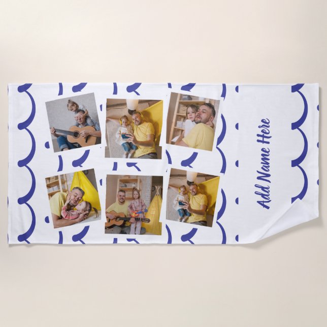 Benutzerdefinierte 6 Fotorahmen mit personalisiert Strandtuch (Vorderseite)