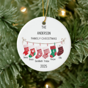 Benutzerdefinierte 6 Socken Namen / Jahr Weihnacht Keramik Ornament