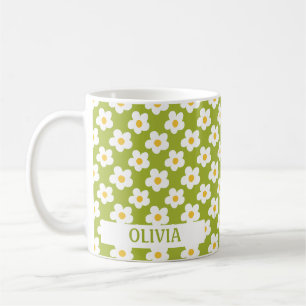 Benutzerdefinierte 70er Jahre Groovy Daisy Retro F Kaffeetasse