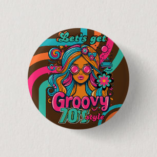 Benutzerdefinierte 70er Retro-Disco-Birthday-Boogi Button