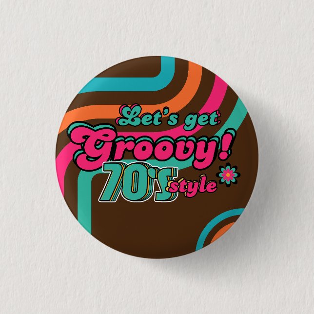 Benutzerdefinierte 70er Retro-Disco-Birthday-Boogi Button (Vorderseite)