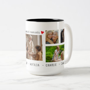 Benutzerdefinierte 7-Foto- und Text-Sondermomente Zweifarbige Tasse