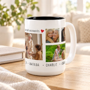 Benutzerdefinierte 7-Foto- und Text-Sondermomente Zweifarbige Tasse