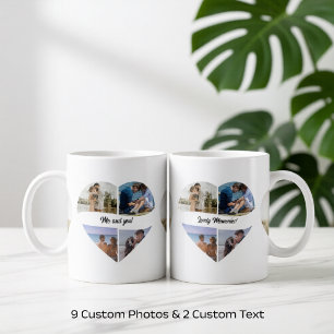 Benutzerdefinierte 9 Fotos in Herzform - Jubiläums Kaffeetasse