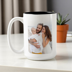 Benutzerdefinierte abgerundete Ecken Foto Familie Zweifarbige Tasse