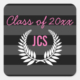 Benutzerdefinierte Abschluss-Pop, Schwarz-Rosa-Mon Quadratischer Aufkleber