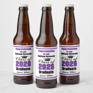 Benutzerdefinierte Abschlussfeier der Purple Class Bierflaschenetikett