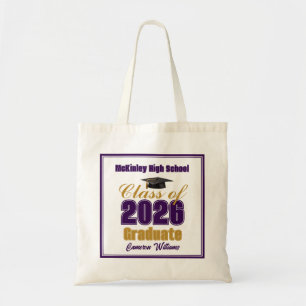 Benutzerdefinierte Abschlussfeier der Purple Gold Tragetasche