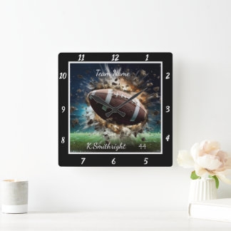 Benutzerdefinierte Action Football Quadratische Wanduhr