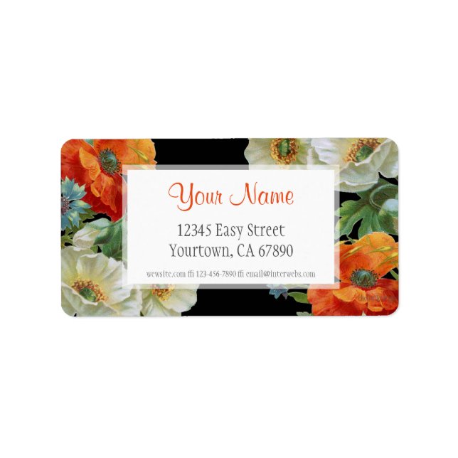Benutzerdefinierte Adresse Elegante Poppy Cornflow Adressaufkleber (Vorne)