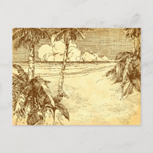 Benutzerdefinierte Adresse Tropical Beach Vintage  Postkarte