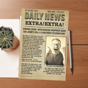 Benutzerdefinierte alte Zeitungsparodie-Titelstory Einladung