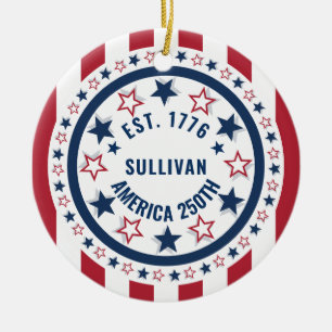 Benutzerdefinierte America 250 Vintage patriotisch Keramik Ornament