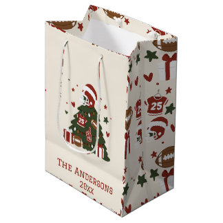 Benutzerdefinierte American Football Weihnachten Mittlere Geschenktüte