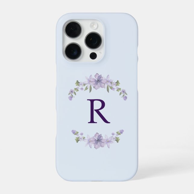 Benutzerdefinierte Anfangsbuchstaben Blumen iPhone 16 Pro Hülle (Rückseite)