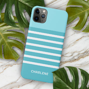 Benutzerdefinierte Aqua Türkis Blau Grün Weiße Str Case-Mate iPhone Hülle