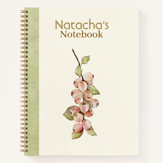 Benutzerdefinierte Aquarell-Blumen Pastellrosa Grü Notizbuch (Vorderseite)