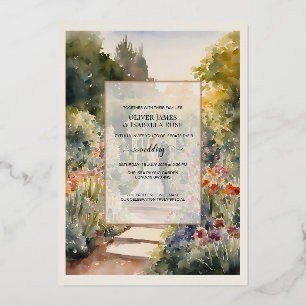 Benutzerdefinierte Aquarell-Hochzeit im Chelsea Ph Folieneinladung
