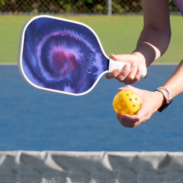 Benutzerdefinierte Aquarell-Krawatte und Farbblau Pickleball Schläger (InSitu)