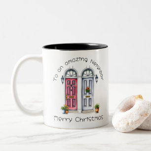 Benutzerdefinierte Aquarellbild Nachbarn Tür Zweifarbige Tasse