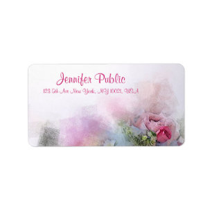 Benutzerdefinierte Aquarellfarben Blume Elegantes Adressaufkleber