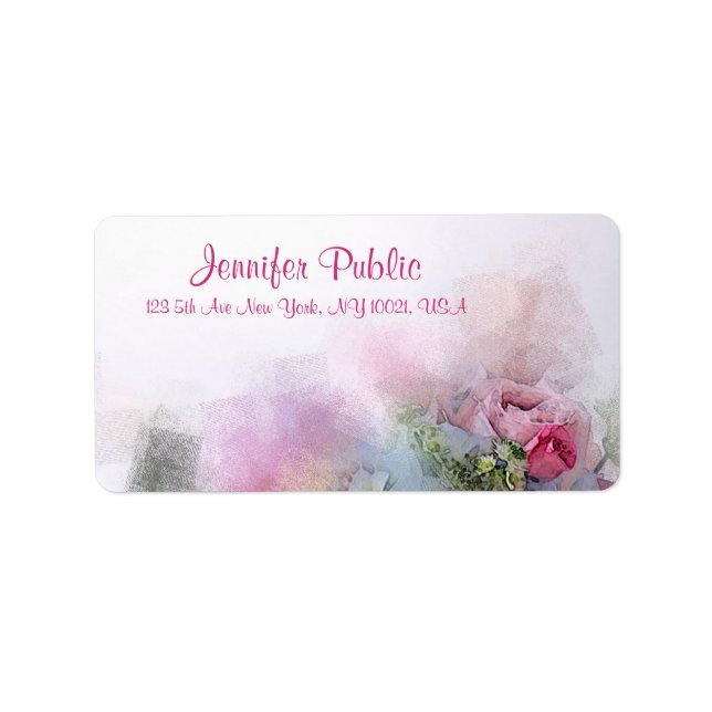 Benutzerdefinierte Aquarellfarben Blume Elegantes  Adressaufkleber (Vorne)