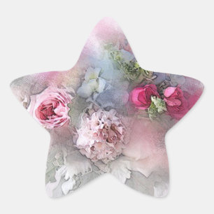 Benutzerdefinierte Aquarellkunst Rosa Rote Rosen L Stern-Aufkleber