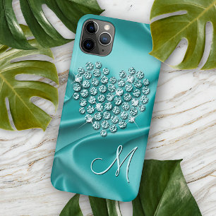 Benutzerdefinierte Aquatürkis Diamanten Liebe Herz Case-Mate iPhone Hülle