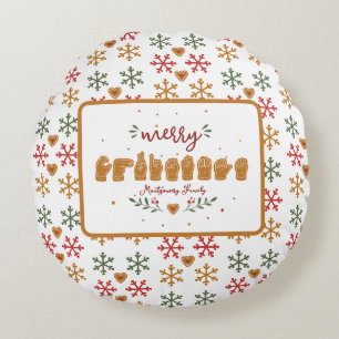 Benutzerdefinierte ASL Frohe Weihnachten Lebkuchen Rundes Kissen