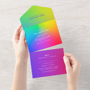 Benutzerdefinierte auffällige Regenbogen-Moderne E All In One Einladung