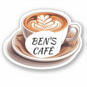 Benutzerdefinierte Aufkleber Kaffeetasse und Bohne