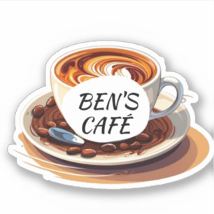 Benutzerdefinierte Aufkleber Kaffeetasse und Bohne