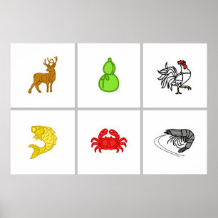 Benutzerdefinierte Bầu Cua Cá Cọp Vietnamesisches  Poster