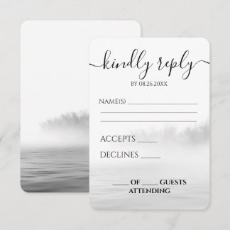 Benutzerdefinierte B&W Lake Fog Kalligrafie Hochze RSVP Karte