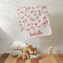 Benutzerdefinierte Babodecke mit rosa Schleifen un
