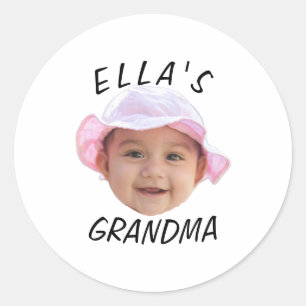 Benutzerdefinierte Baby-Gesicht Foto Text Oma Runder Aufkleber