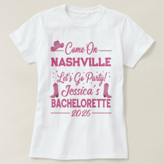 Benutzerdefinierte Barbiecore-Cowboy-Junggesellinn T-Shirt