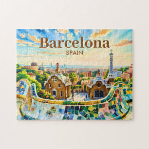Benutzerdefinierte Barcelona Spanien Aquarell Park