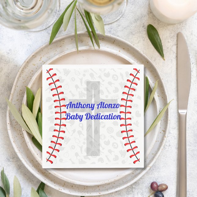 Benutzerdefinierte Baseball-Baby-Einsegnungsservie Serviette (Von Creator hochgeladen)