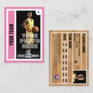 Benutzerdefinierte Basketball-Handelskarte - Rosa Telefonnummerkarte