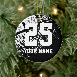 Benutzerdefinierte Basketball-Trikotnummer Weihnac Keramik Ornament