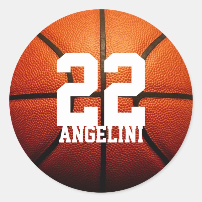 Benutzerdefinierte Basketballnummern Runder Aufkleber (Vorderseite)